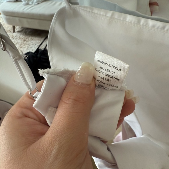 Superdown Tie Back Satin White Tank V Cut Strappy Top - Picture 9 of 9